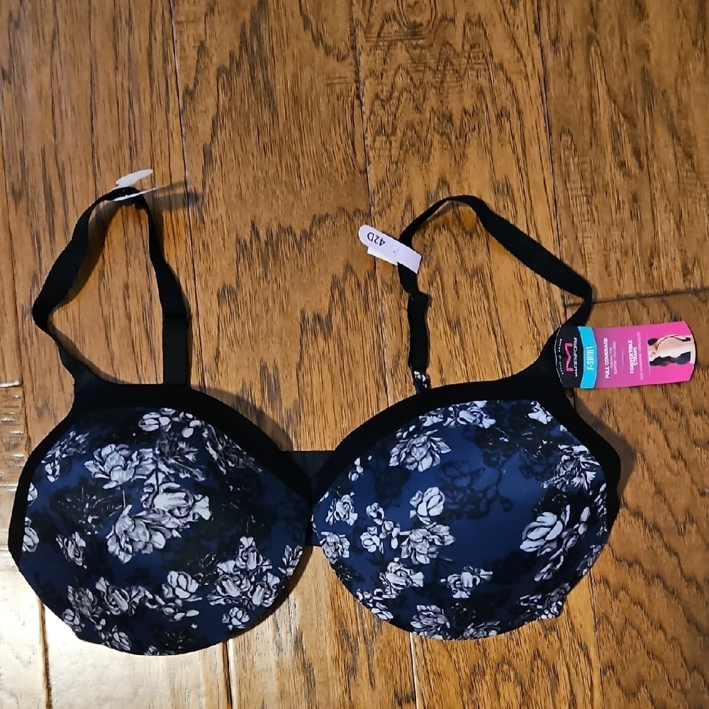 Maidenform Black and White Floral Underwire Bra 42D